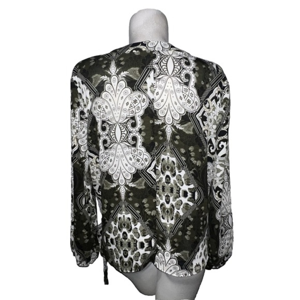 SOHO New York‎ Company Jeans Womens Wrap Style Blouse Kimono Sleeve Print XL Top - Picture 5 of 9